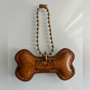 MCM COGNAC DOG BONE BAG CHARM